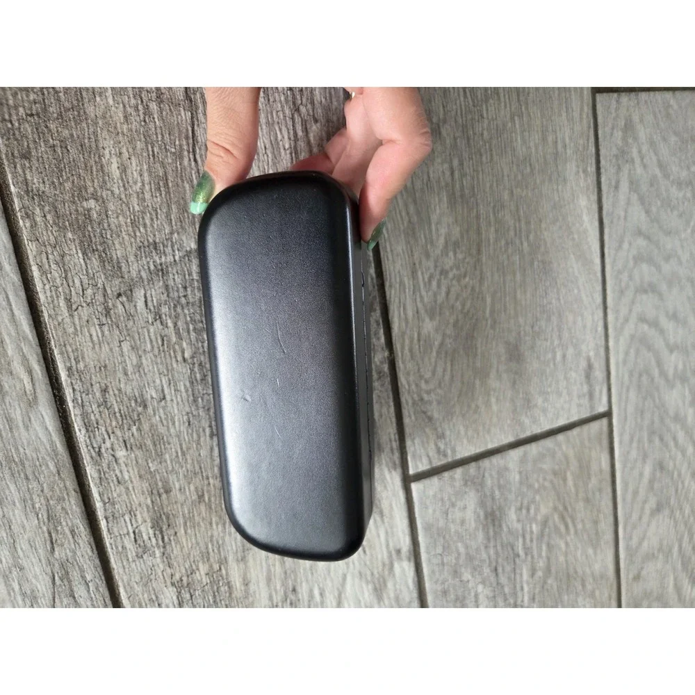 Coach Hard Clamshell Glasses Case & Microfiber Cloth (New) - Black Leather Logo